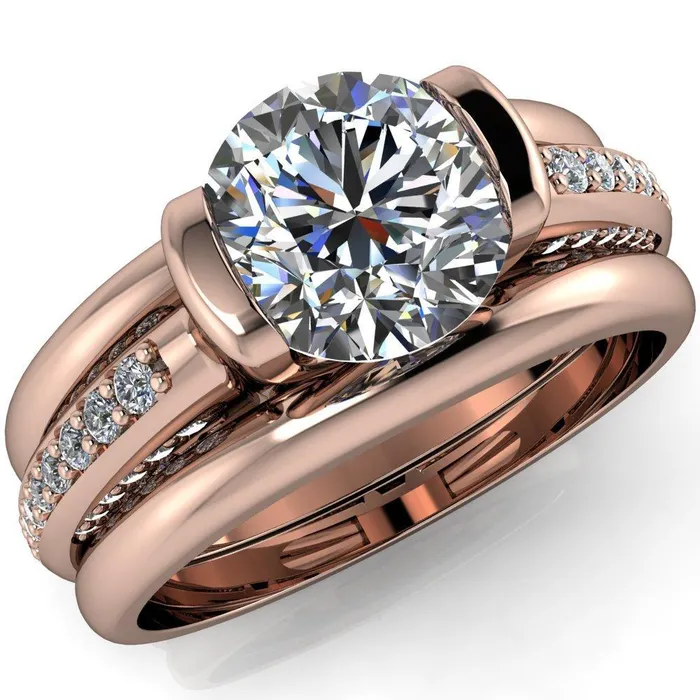 Ariela Round Center Stone U Gallery Lucerne Set Diamond Front and Side Solitaire Ring Fire Brilliance Rings