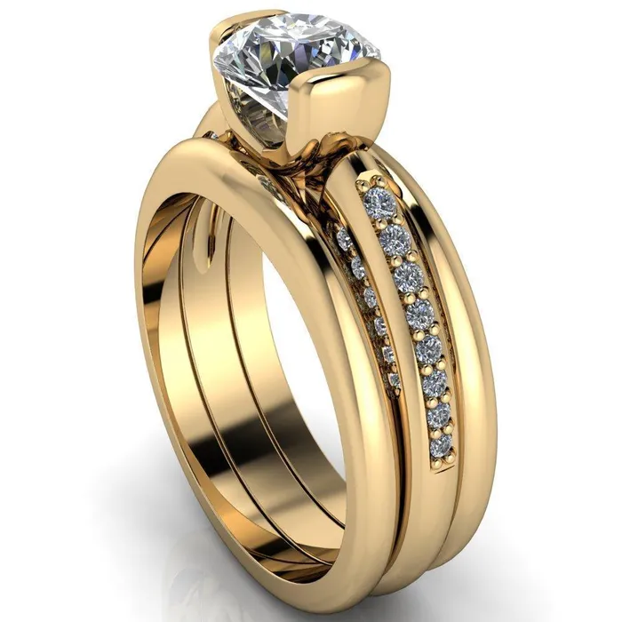 Ariela Round Center Stone U Gallery Lucerne Set Diamond Front and Side Solitaire Ring Fire Brilliance Rings