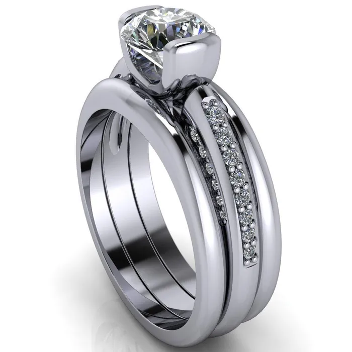 Ariela Round Center Stone U Gallery Lucerne Set Diamond Front and Side Solitaire Ring Fire Brilliance Rings