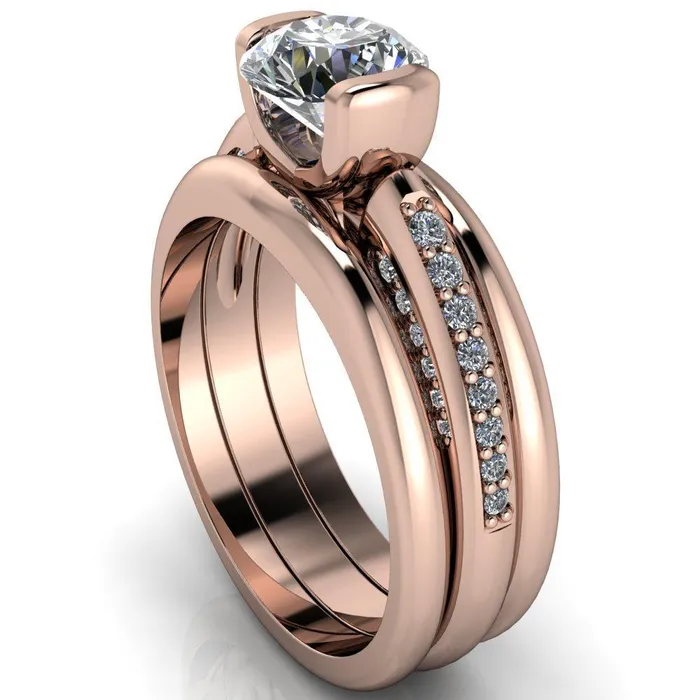 Ariela Round Center Stone U Gallery Lucerne Set Diamond Front and Side Solitaire Ring Fire Brilliance Rings