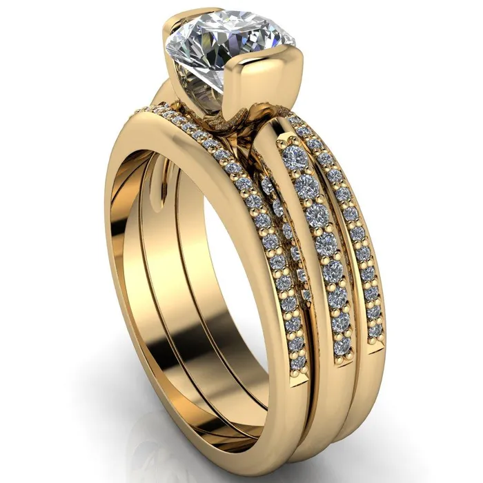 Ariela Round Center Stone U Gallery Lucerne Set Diamond Front and Side Solitaire Ring Fire Brilliance Rings