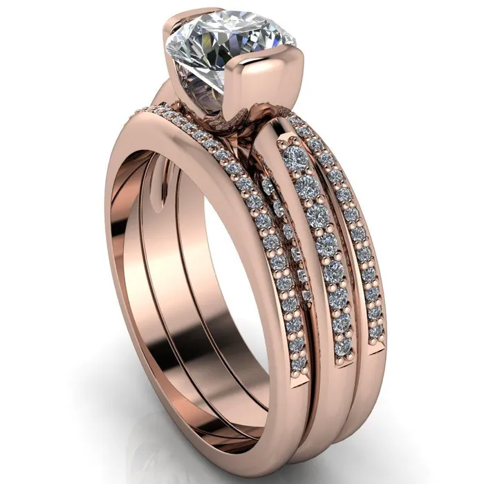 Ariela Round Center Stone U Gallery Lucerne Set Diamond Front and Side Solitaire Ring Fire Brilliance Rings