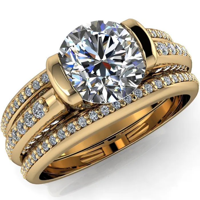 Ariela Round Center Stone U Gallery Lucerne Set Diamond Front and Side Solitaire Ring Fire Brilliance Rings