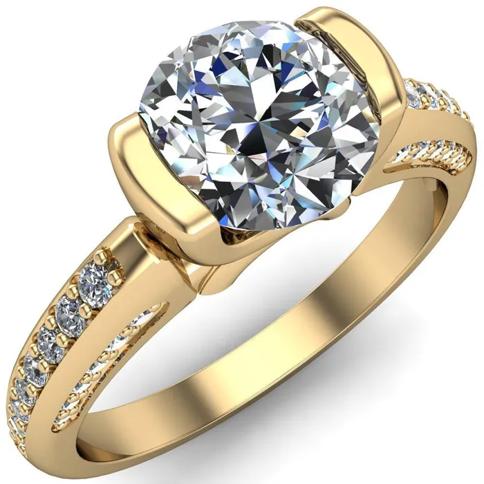 Ariela Round Center Stone U Gallery Lucerne Set Diamond Front and Side Solitaire Ring Fire Brilliance Rings