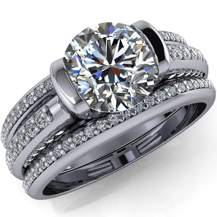 Ariela Round Center Stone U Gallery Lucerne Set Diamond Front and Side Solitaire Ring Fire Brilliance Rings