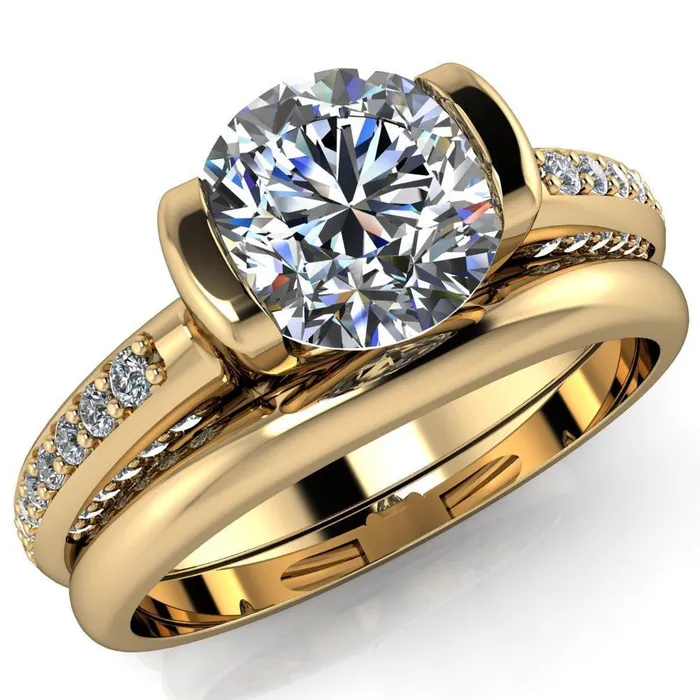 Ariela Round Center Stone U Gallery Lucerne Set Diamond Front and Side Solitaire Ring Fire Brilliance Rings