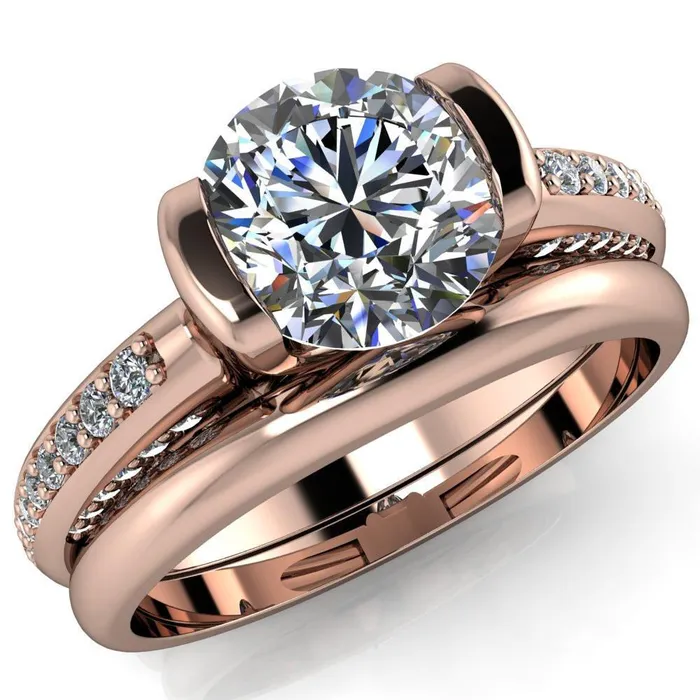 Ariela Round Center Stone U Gallery Lucerne Set Diamond Front and Side Solitaire Ring Fire Brilliance Rings