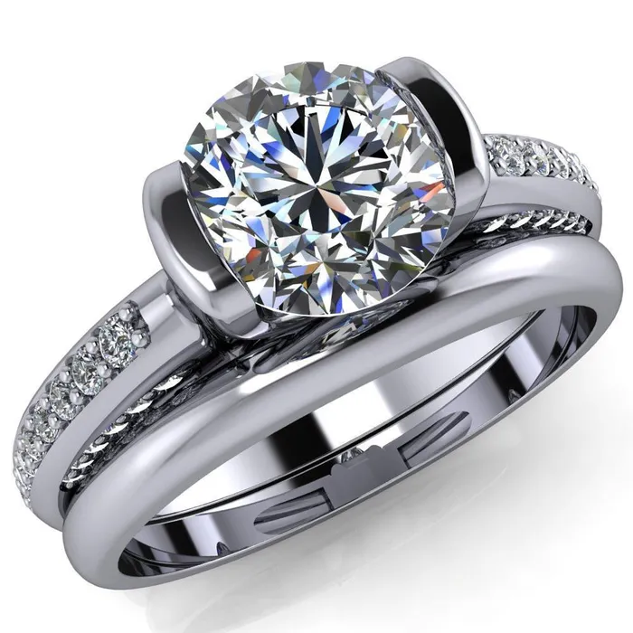 Ariela Round Center Stone U Gallery Lucerne Set Diamond Front and Side Solitaire Ring Fire Brilliance Rings
