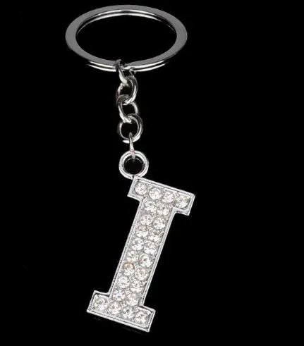 AZ1157 Silver Rhinestone I Keychain alice Rings