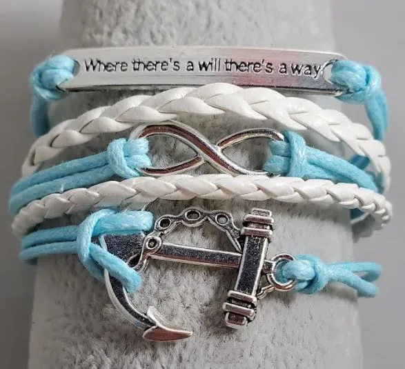 AZ1169 Light Blue White Where Theres A Will Theres A Way Anchor Infinity Layer Leather Bracelet alice Bracelets AZ1169 Light Blue White Where Theres A Will Theres A Way Anchor Infinity Layer Leather Bracelet alice Bracelets