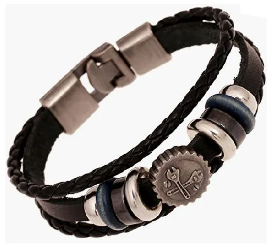 B571 Wrenches Black Leather Bracelet POLLY Bracelets