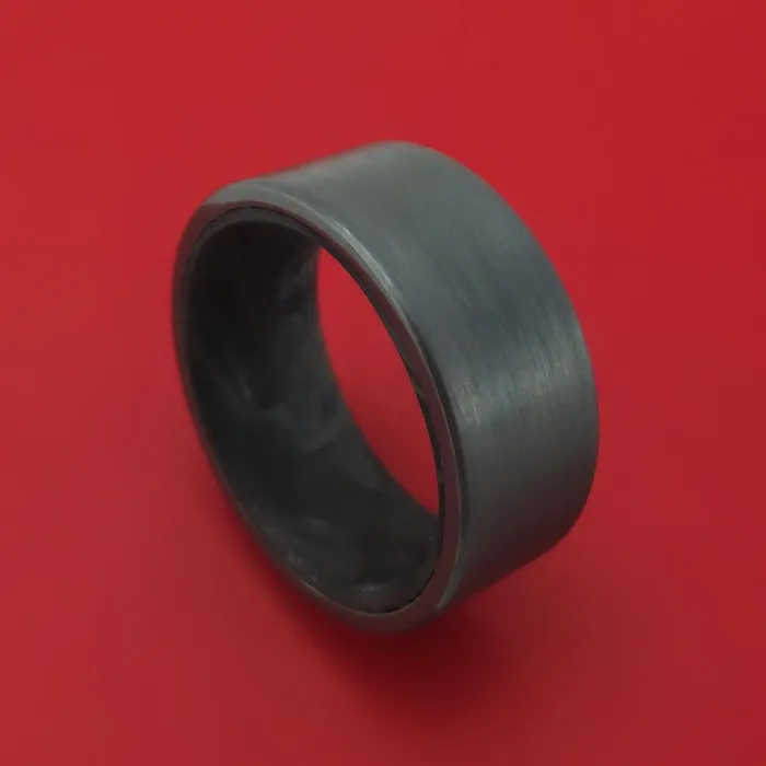 Black Zirconium Ring with Forged Carbon Fiber Sleeve Custom Made Lashbrook Rings Black Zirconium Ring with Forged Carbon Fiber Sleeve Custom Made Lashbrook Rings