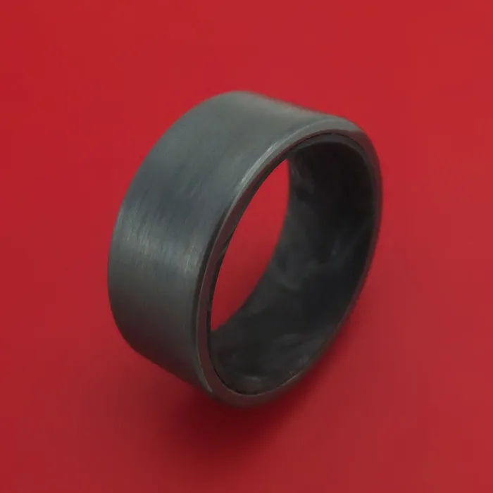 Black Zirconium Ring with Forged Carbon Fiber Sleeve Custom Made Lashbrook Rings Black Zirconium Ring with Forged Carbon Fiber Sleeve Custom Made Lashbrook Rings