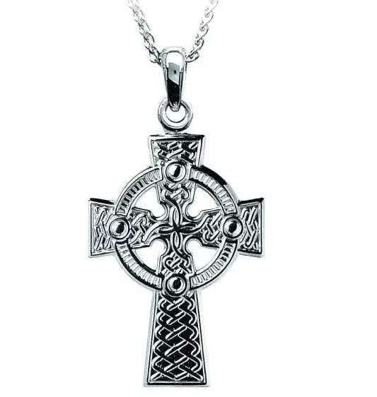 Boru Necklaces Silver Cross Traditional Celtic Knot Medium