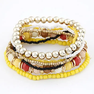 Bracelets 02 B182 Shades of Yellow Multi Layer Bracelet