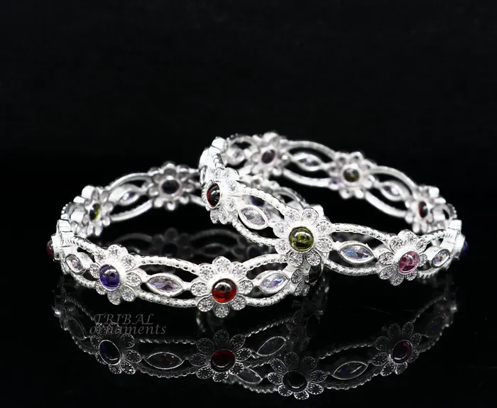Bracelets 925 sterling silver handmade Customized bangle gorgeous multicolor stone stone stylish bangle excellent bridesmaid tribal jewelry ba163 TRIBAL ORNAMENTS
