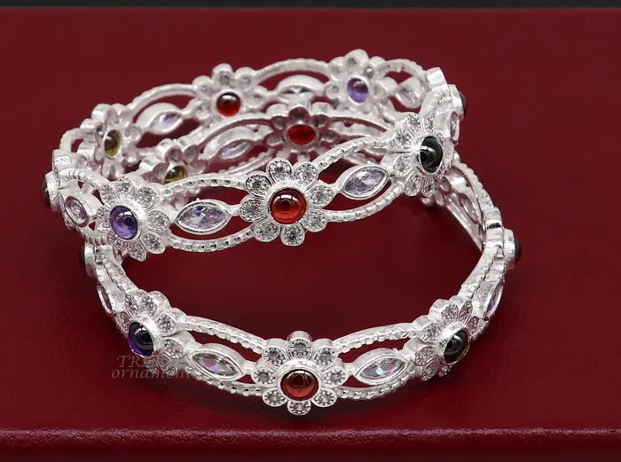 Bracelets 925 sterling silver handmade Customized bangle gorgeous multicolor stone stone stylish bangle excellent bridesmaid tribal jewelry ba163 TRIBAL ORNAMENTS
