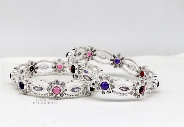 Bracelets 925 sterling silver handmade Customized bangle gorgeous multicolor stone stone stylish bangle excellent bridesmaid tribal jewelry ba163 TRIBAL ORNAMENTS