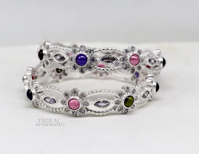 Bracelets 925 sterling silver handmade Customized bangle gorgeous multicolor stone stone stylish bangle excellent bridesmaid tribal jewelry ba163 TRIBAL ORNAMENTS