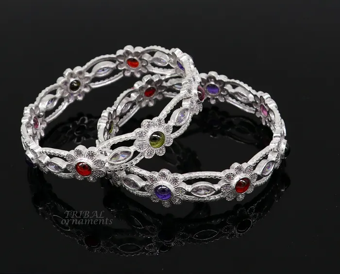 Bracelets 925 sterling silver handmade Customized bangle gorgeous multicolor stone stone stylish bangle excellent bridesmaid tribal jewelry ba163 TRIBAL ORNAMENTS