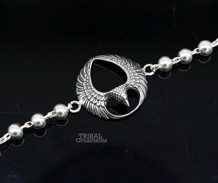 Bracelets 925 sterling silver handmade lord Garuda egal design Rakhi bracelet amazing Silver beaded bracelet use as daily use jewelry rk216 TRIBAL ORNAMENTS Bracelets 925 sterling silver handmade lord Garuda egal design Rakhi bracelet amazing Silver beaded bracelet use as daily use jewelry rk216 TRIBAL ORNAMENTS