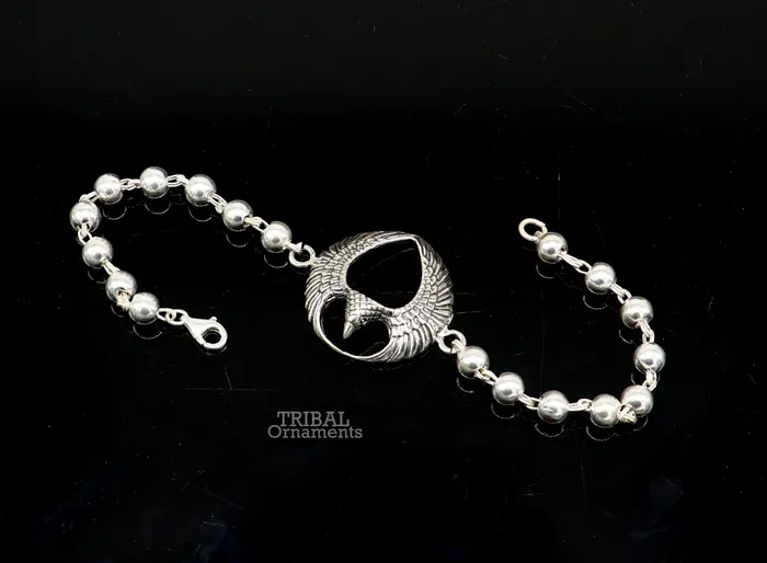 Bracelets 925 sterling silver handmade lord Garuda egal design Rakhi bracelet amazing Silver beaded bracelet use as daily use jewelry rk216 TRIBAL ORNAMENTS Bracelets 925 sterling silver handmade lord Garuda egal design Rakhi bracelet amazing Silver beaded bracelet use as daily use jewelry rk216 TRIBAL ORNAMENTS