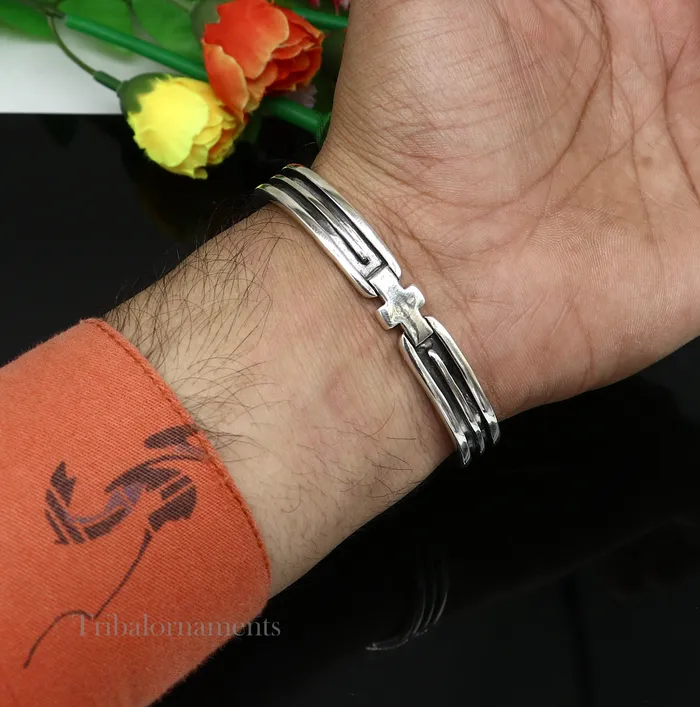 Bracelets 925 sterling silver handmade open face cuff bangle bracelet gifting solid adjustable jewelry best gift cuff bracelet from india nsk376 TRIBAL ORNAMENTS