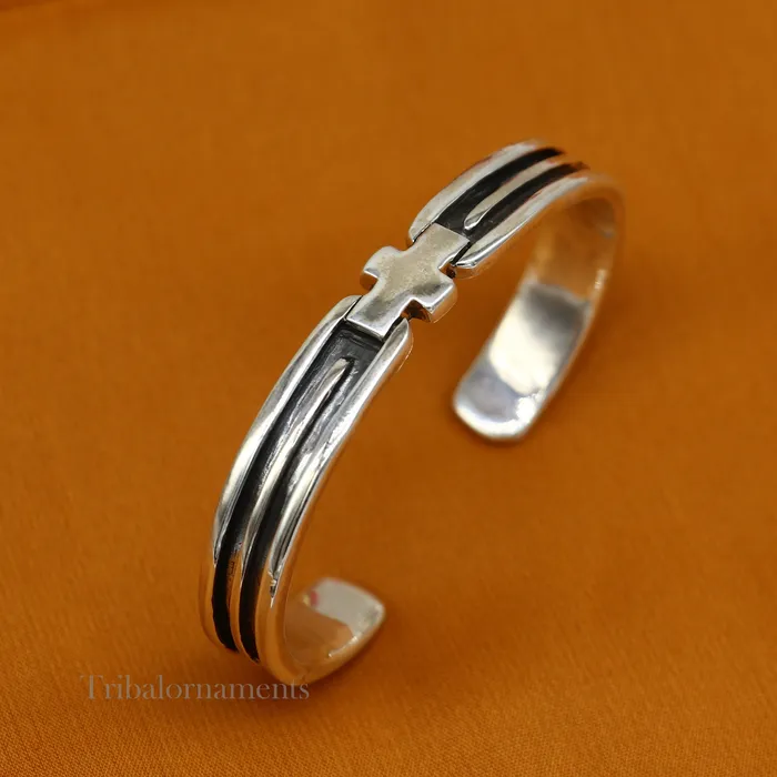 Bracelets 925 sterling silver handmade open face cuff bangle bracelet gifting solid adjustable jewelry best gift cuff bracelet from india nsk376 TRIBAL ORNAMENTS