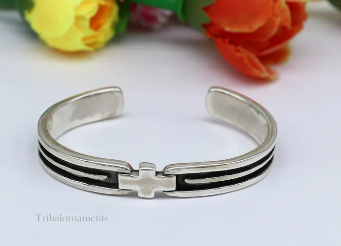 Bracelets 925 sterling silver handmade open face cuff bangle bracelet gifting solid adjustable jewelry best gift cuff bracelet from india nsk376 TRIBAL ORNAMENTS
