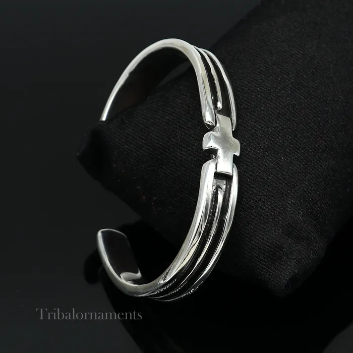 Bracelets 925 sterling silver handmade open face cuff bangle bracelet gifting solid adjustable jewelry best gift cuff bracelet from india nsk376 TRIBAL ORNAMENTS