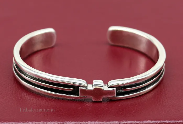 Bracelets 925 sterling silver handmade open face cuff bangle bracelet gifting solid adjustable jewelry best gift cuff bracelet from india nsk376 TRIBAL ORNAMENTS