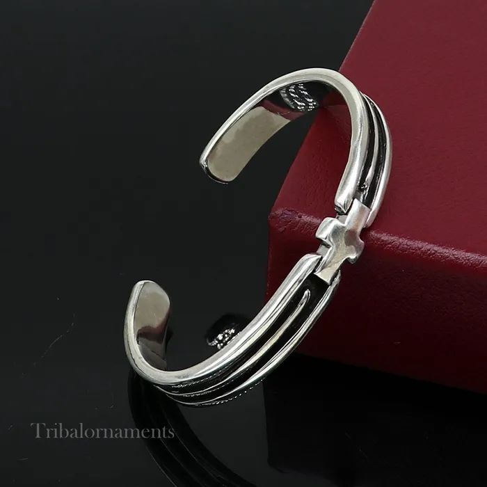 Bracelets 925 sterling silver handmade open face cuff bangle bracelet gifting solid adjustable jewelry best gift cuff bracelet from india nsk376 TRIBAL ORNAMENTS