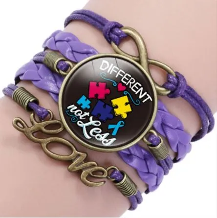 Bracelets POLLY B1089 Purple Autism Awareness Leather Bracelet