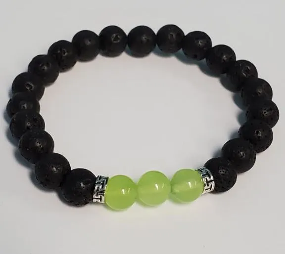 Bracelets polly B657 Black Lava Stone Lime Green Beads Bracelet