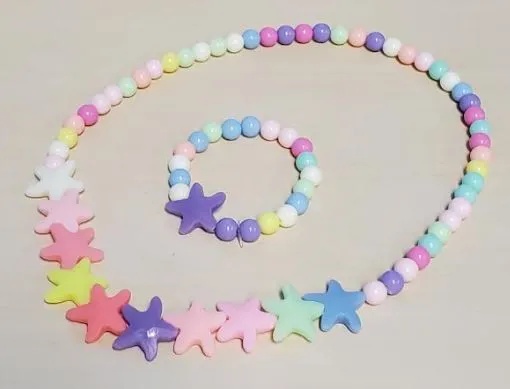 Bracelets POLLY L390 Colorful Starfish Bead Necklace Bracelet Set