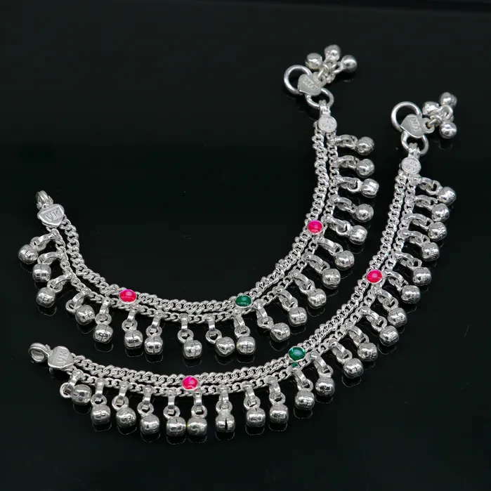Bracelets TRIBAL ORNAMENTS 6 Pure sterling silver handmade jingling anklets new born baby ankle bracelet best gifting noisy anklets kids jewelry from India ank309 Bracelets TRIBAL ORNAMENTS 6 Pure sterling silver handmade jingling anklets new born baby ankle bracelet best gifting noisy anklets kids jewelry from India ank309