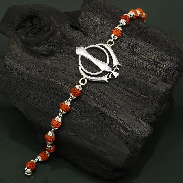 Bracelets TRIBAL ORNAMENTS 85 inches long handmade solid 925 sterling silver khalsa design tulsi beaded Rakhi Bracelet special personalized Rakshabandhan gift rk14