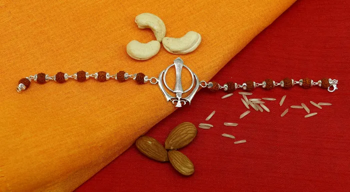 Bracelets TRIBAL ORNAMENTS 85 inches long handmade solid 925 sterling silver khalsa design tulsi beaded Rakhi Bracelet special personalized Rakshabandhan gift rk14