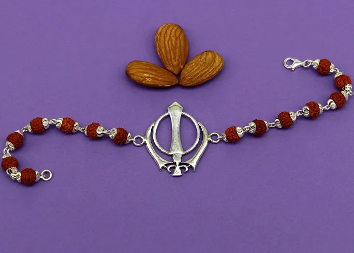 Bracelets TRIBAL ORNAMENTS 85 inches long handmade solid 925 sterling silver khalsa design tulsi beaded Rakhi Bracelet special personalized Rakshabandhan gift rk14