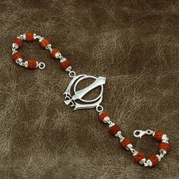 Bracelets TRIBAL ORNAMENTS 85 inches long handmade solid 925 sterling silver khalsa design tulsi beaded Rakhi Bracelet special personalized Rakshabandhan gift rk14