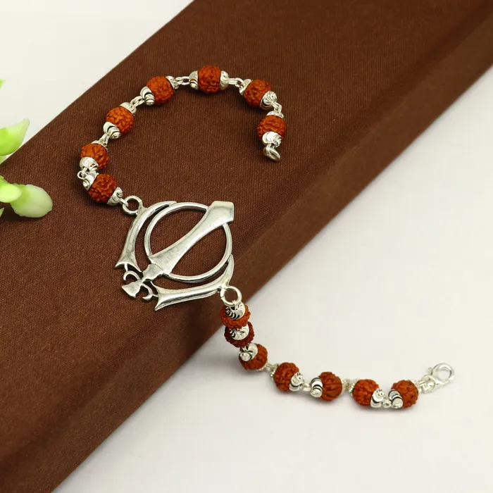 Bracelets TRIBAL ORNAMENTS 85 inches long handmade solid 925 sterling silver khalsa design tulsi beaded Rakhi Bracelet special personalized Rakshabandhan gift rk14