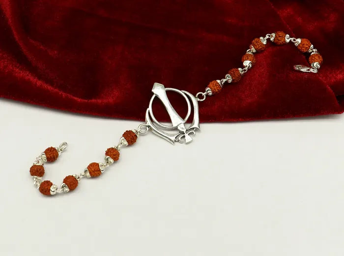 Bracelets TRIBAL ORNAMENTS 85 inches long handmade solid 925 sterling silver khalsa design tulsi beaded Rakhi Bracelet special personalized Rakshabandhan gift rk14