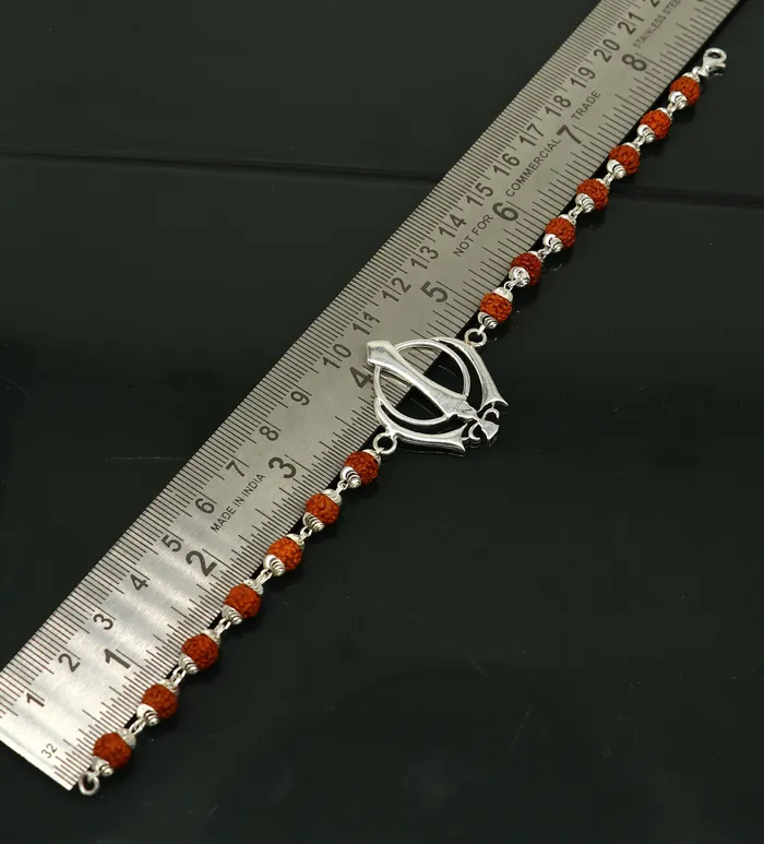 Bracelets TRIBAL ORNAMENTS 85 inches long handmade solid 925 sterling silver khalsa design tulsi beaded Rakhi Bracelet special personalized Rakshabandhan gift rk14