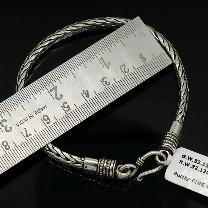Bracelets TRIBAL ORNAMENTS 85 long handmade 925 sterling silver gorgeous customized vintage design wheat chain bracelet unisex personalized gifting jewelry nsbr35
