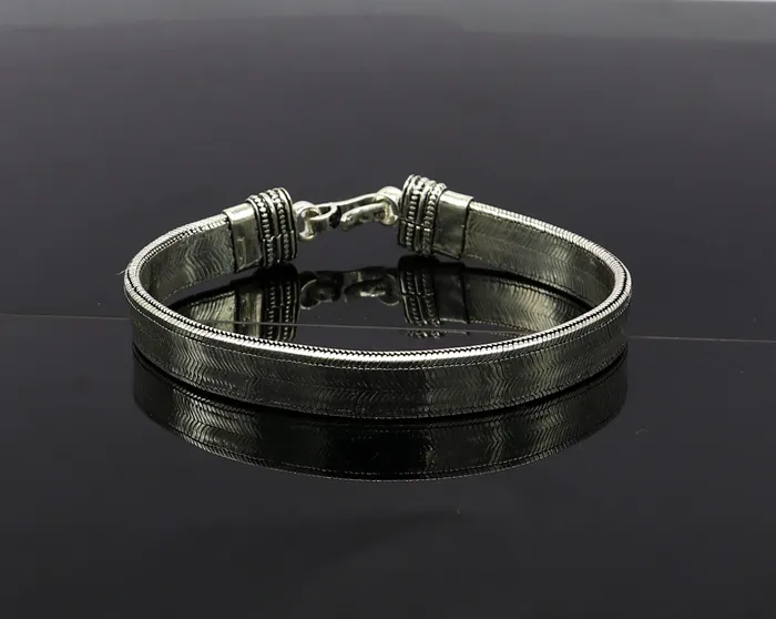 Bracelets TRIBAL ORNAMENTS 8 Vintage style 925 Sterling silver Snake chain customized snake style handmade fabulous oxidized mens bracelet daily use jewelry nsbr214