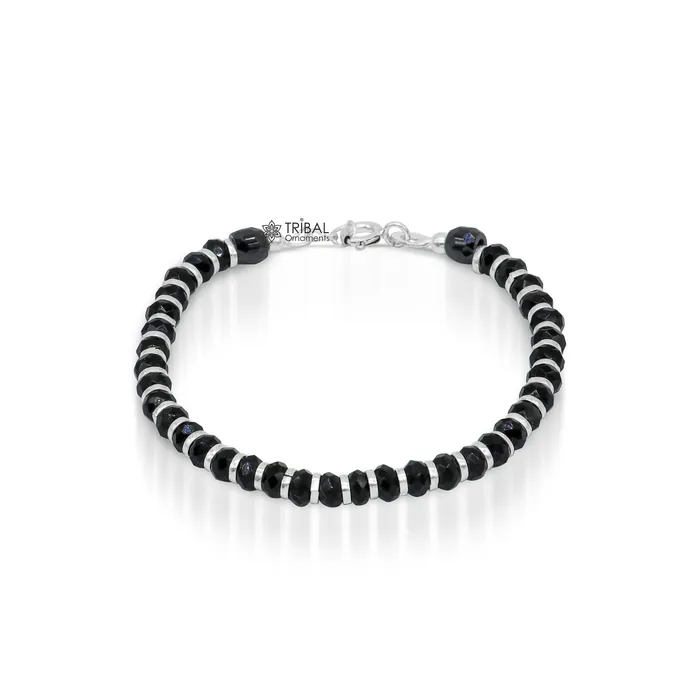 Bracelets TRIBAL ORNAMENTS 925 sterling silver black beads Nazariya double use bracelet or anklet protect from evil eyes new born baby bracelet bbr505