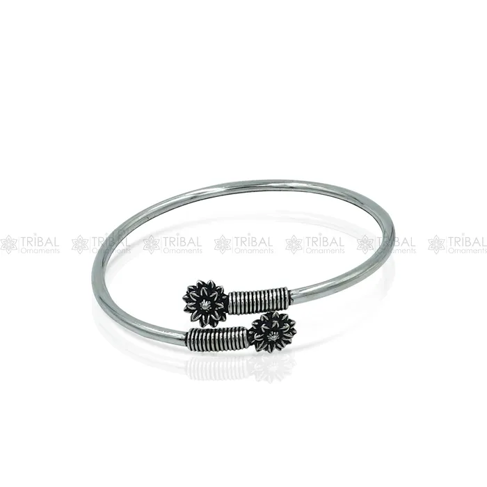 Bracelets TRIBAL ORNAMENTS 925 sterling silver handmade flower design stylish kada bangle bracelet tribal jewelry nsk877 Bracelets TRIBAL ORNAMENTS 925 sterling silver handmade flower design stylish kada bangle bracelet tribal jewelry nsk877