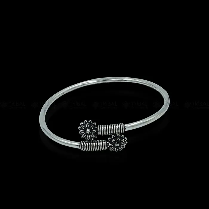 Bracelets TRIBAL ORNAMENTS 925 sterling silver handmade flower design stylish kada bangle bracelet tribal jewelry nsk877 Bracelets TRIBAL ORNAMENTS 925 sterling silver handmade flower design stylish kada bangle bracelet tribal jewelry nsk877