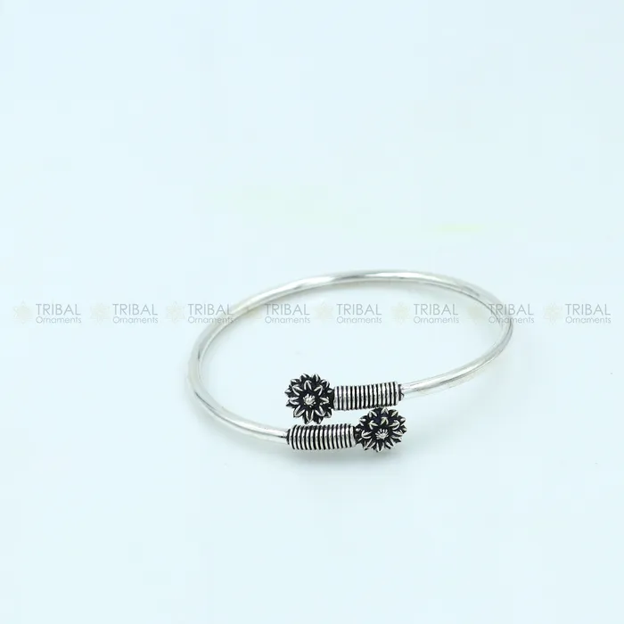 Bracelets TRIBAL ORNAMENTS 925 sterling silver handmade flower design stylish kada bangle bracelet tribal jewelry nsk877 Bracelets TRIBAL ORNAMENTS 925 sterling silver handmade flower design stylish kada bangle bracelet tribal jewelry nsk877
