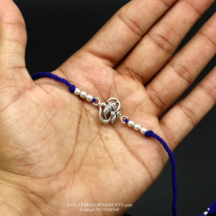 Bracelets TRIBAL ORNAMENTS 925 sterling silver handmade Ganesha design Rakhi Bracelet amazing stylish gift for Rakshabandhan rk76